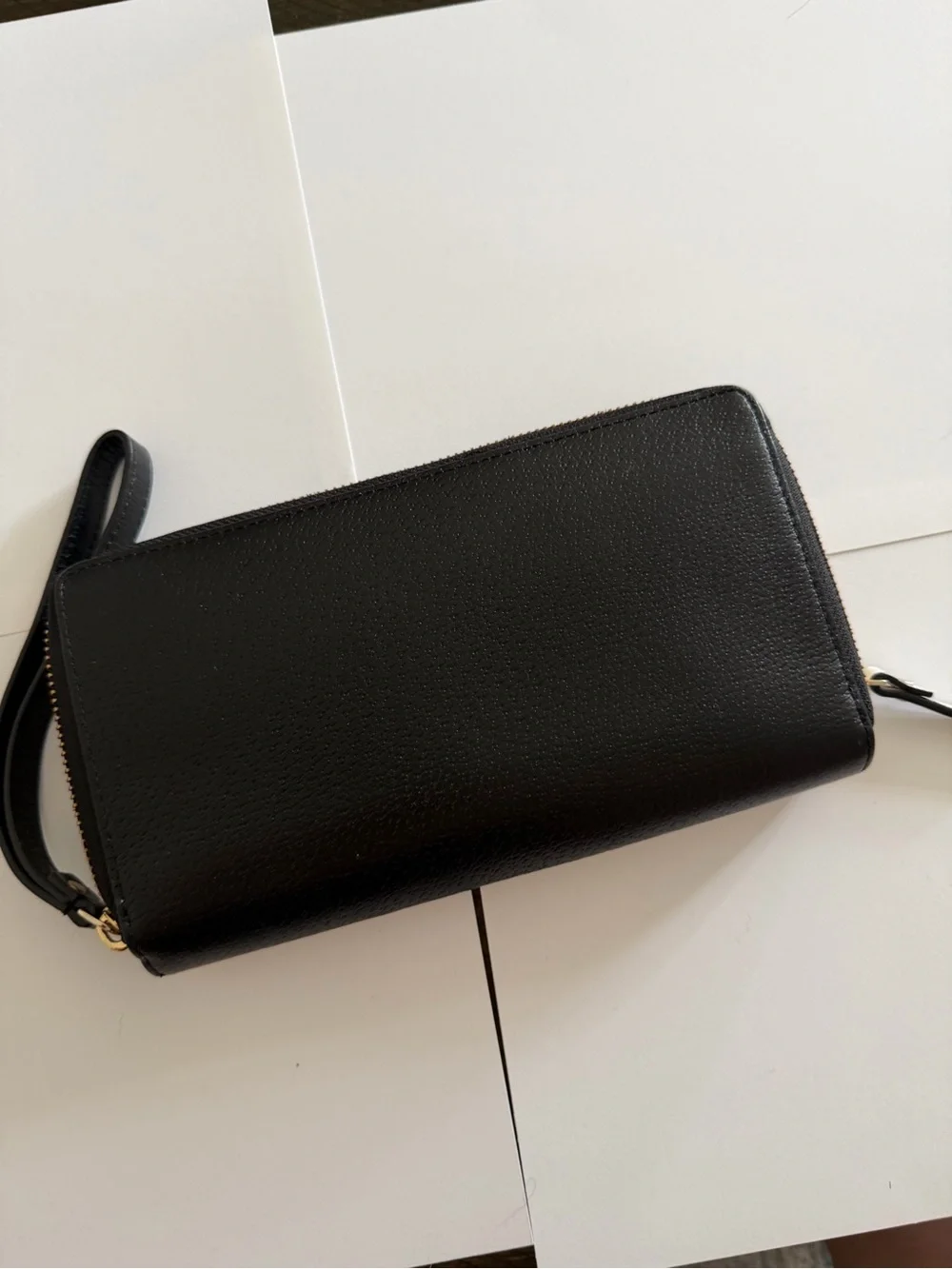 Kate Spade Leather Zip Around Continental Wallet Cream / Black